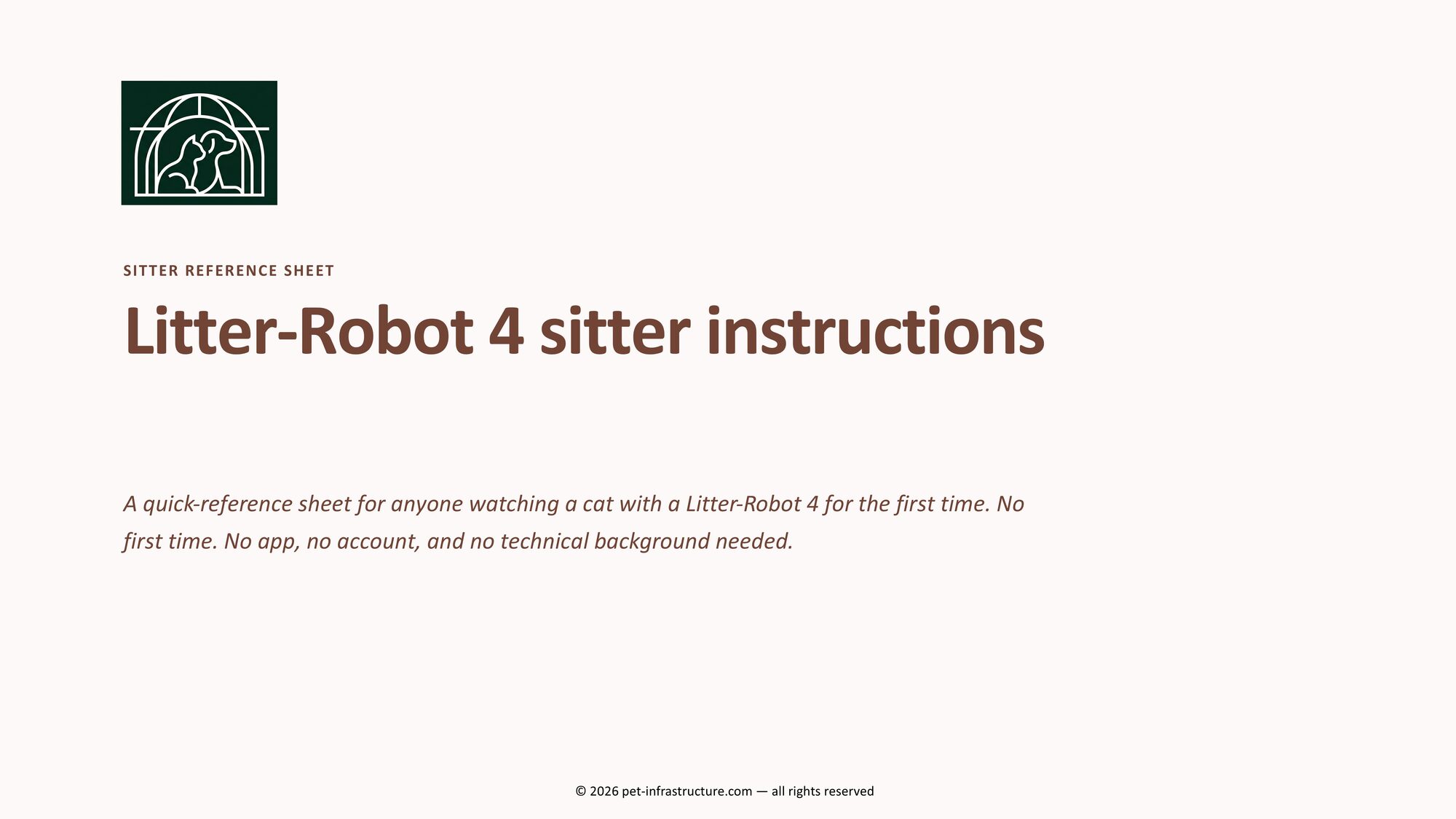 Litter-Robot 4 sitter instructions printable sheet, cover page